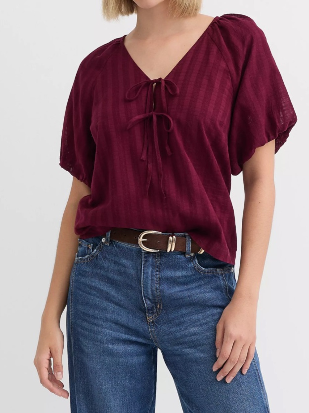 LOFT Bow Puff Sleeve Blouse